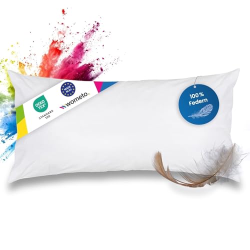 wometo Federkissen 100% Federn 40x80-600g...