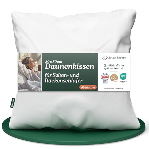 Daunenkissen 80x80 Medium für Rücken- &...