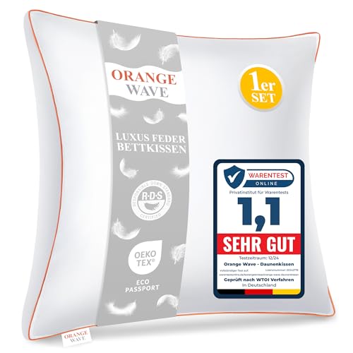 Orange Wave Daunenkissen 80x80cm Federkissen...