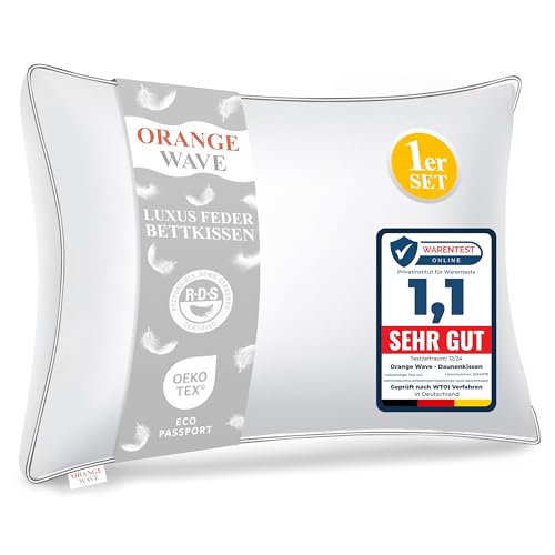 Orange Wave Kopfkissen 50x70cm Federkissen -...