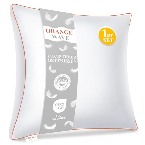 Orange Wave Daunenkissen 80x80cm Federkissen...