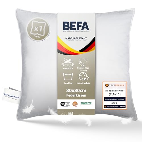 BEFA NATUR Federkissen 80x80 cm | Kopfkissen...