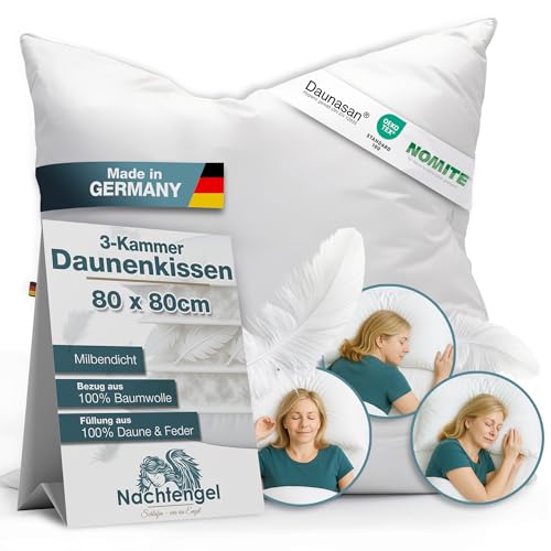 Nachtengel Daunenkissen 80x80 – 3-Kammer...
